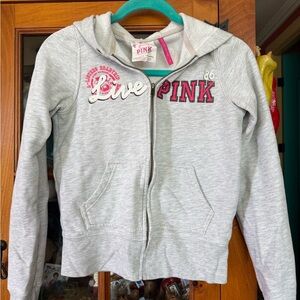 Victoria's Secret PINK- Gray Zip Hoodie Sweatsuit XS, Y2K Great pre-loved